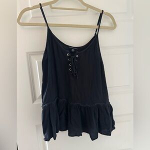 American Eagle Outfitters Black Lace-Up Camisole
